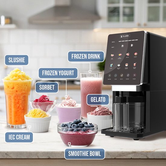 BluMill Ijsmachine - 8-in-1 Ijsmachine - Ijsmaker voor Roomijs, Gelato, Sorbet en Slushie - Vaatwasserbestendige Onderdelen - Touchscreen van Merkloos — afbeelding 3