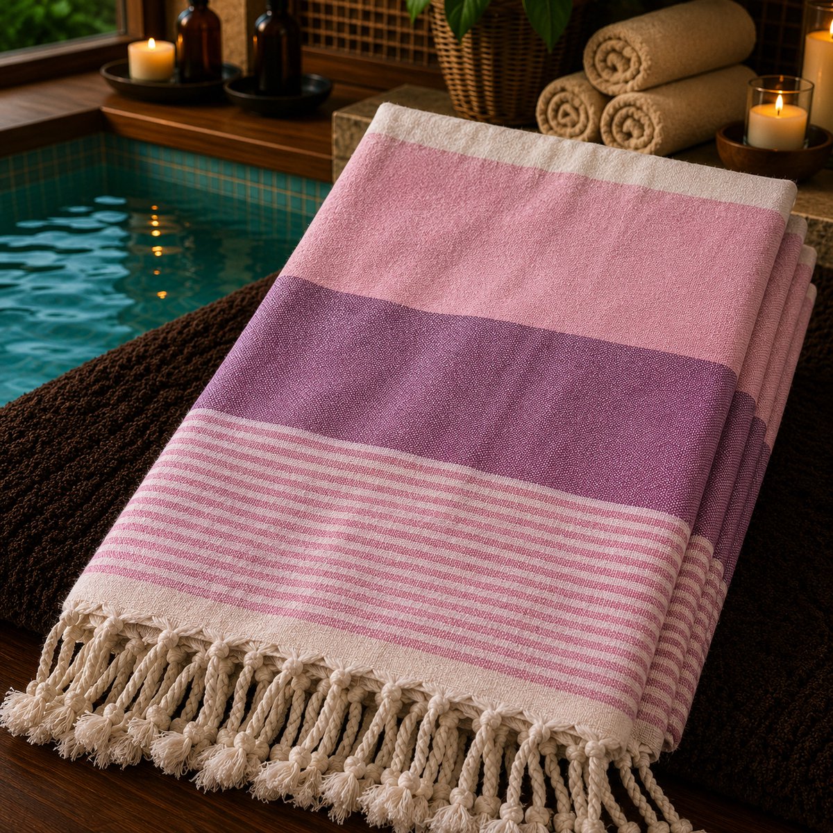 100% Katoenen Colorloop Hamamdoek – Turkse Handdoek & Strandlaken – Voor Sauna, Spa en Wellness