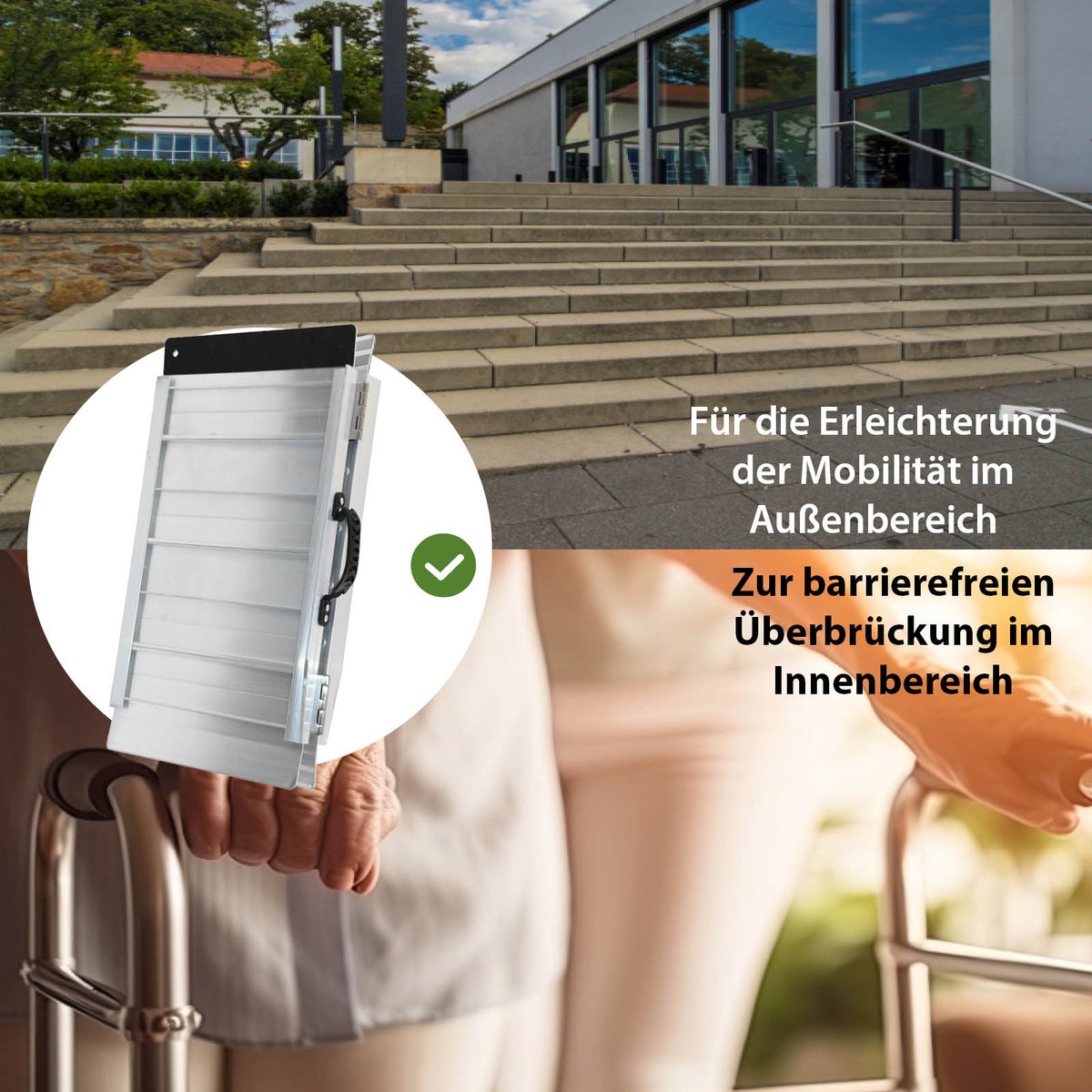 TRUTZHOLM rolstoelhelling opvouwbaar 61 cm draagvermogen 272 kg aluminium grijs zwart antislip gecoat