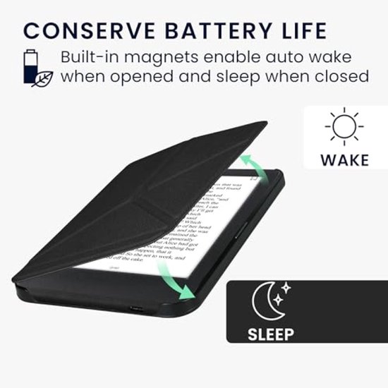 PromoHome E-reader hoesje voor Kobo Clara BW/Colour - Kunstleren cover met standaard, magnetische sluiting, zwart — afbeelding 4