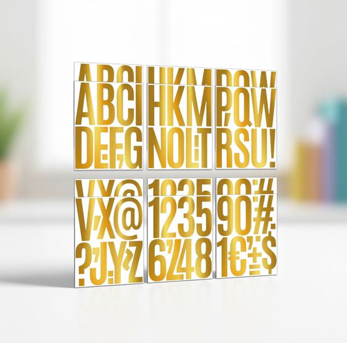 Maison Elara Grote Gouden Letter- en Cijferstickers (12,7 cm) - Zelfklevend Vinyl Alfabet voor Binnen en Buiten