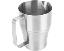 Koffie Opschuimkan - Melkkan Barista - Latte Kunst Maken - Schaal Binnenin - 900 ml - Zilver