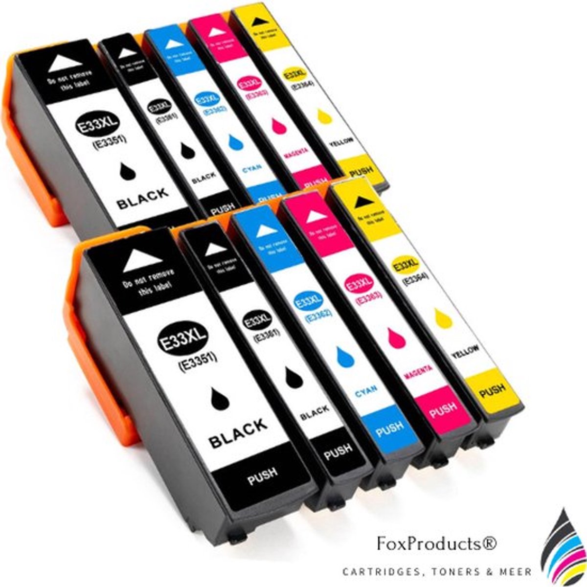 FoxProducts® 33XL 33 T33 - 10 stuks Inktcartridges - Geschikt voor Epson - Expression Premium Printers: XP-530 / XP-540 / XP-630 / XP-635 / XP-640 / XP-645 / XP-830 / XP-900 / XP-7100