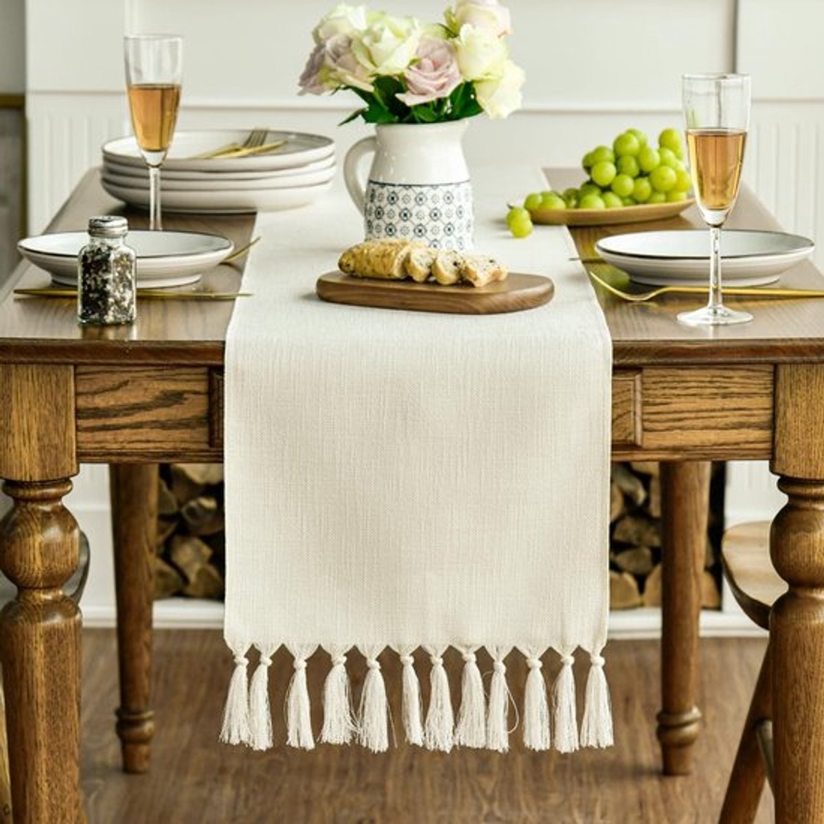 Dailygoody - Tafelloper - Boho stijl - Rustiek en elegant - Beige