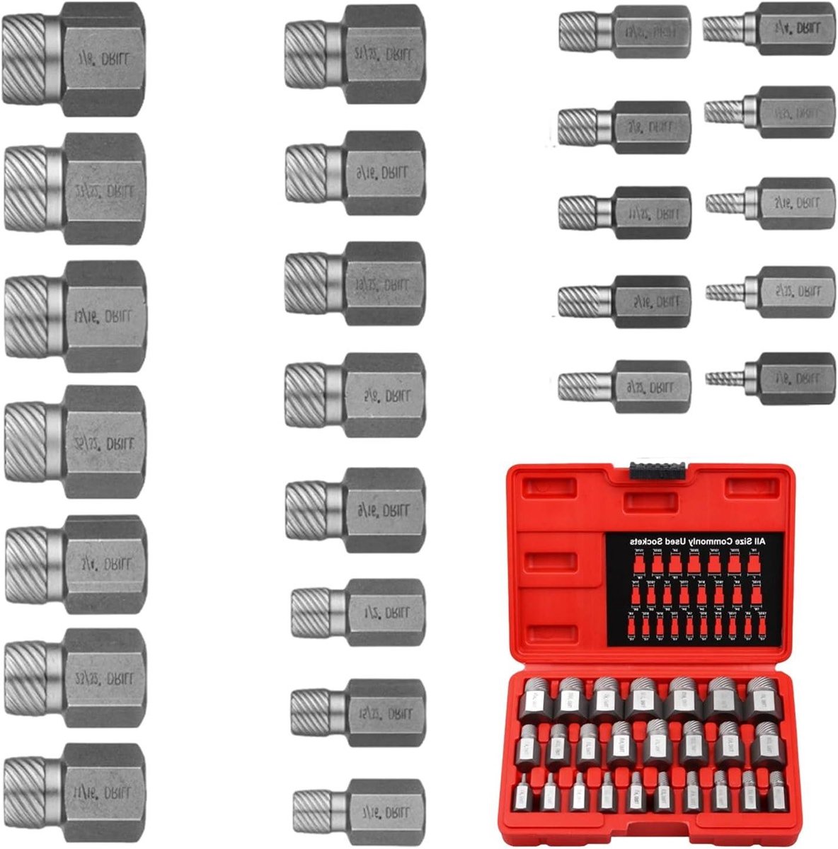 Schroevendraaierset 25-delig - Metaal gereedschap - Schroeven verwijderen - Robuust multi-tand grip - 20x15x4.5 cm - Zilverkleurig