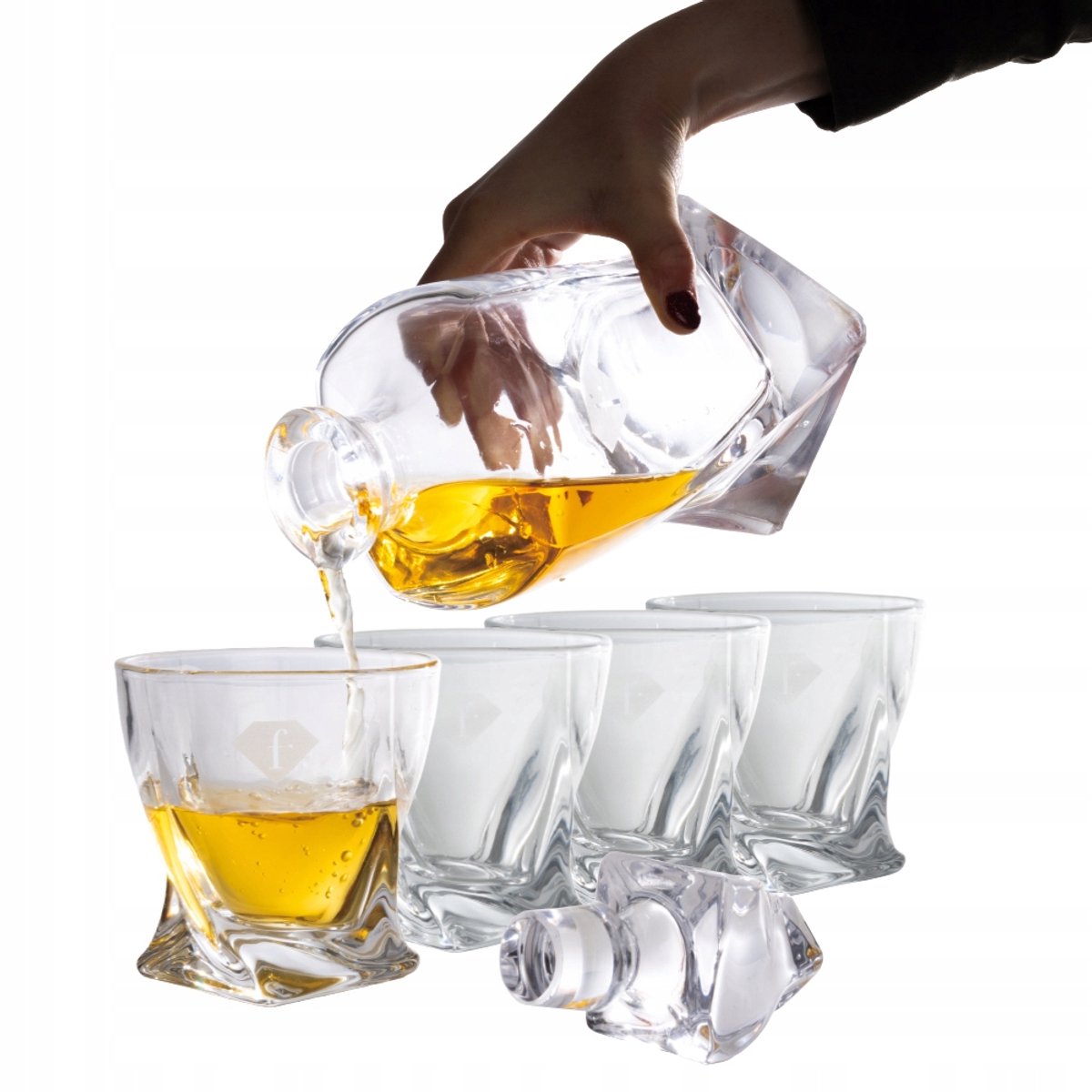 Glazen Whiskey Set: Karaf met 4 Glazen - Fashion FTV-0138