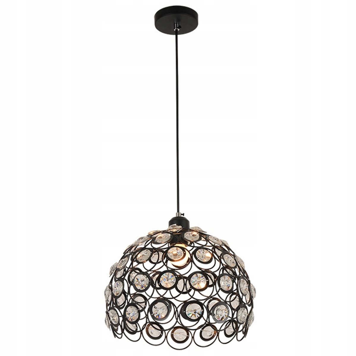 Florence Hanglamp Zwart met Kristal, Ø 30 cm, E27