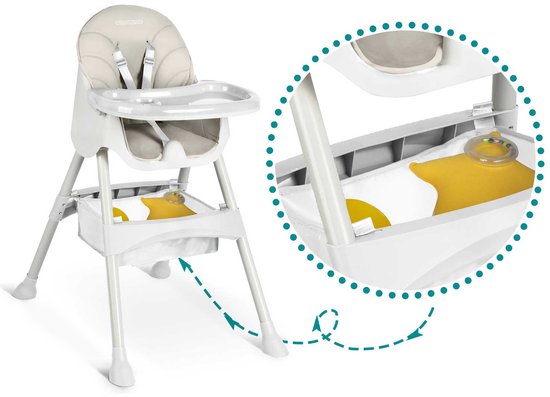 Ricokids Milo Serie - Kinderstoel met Tafel - Grijs - Inclusief Slabbetje van Ricokids — afbeelding 5