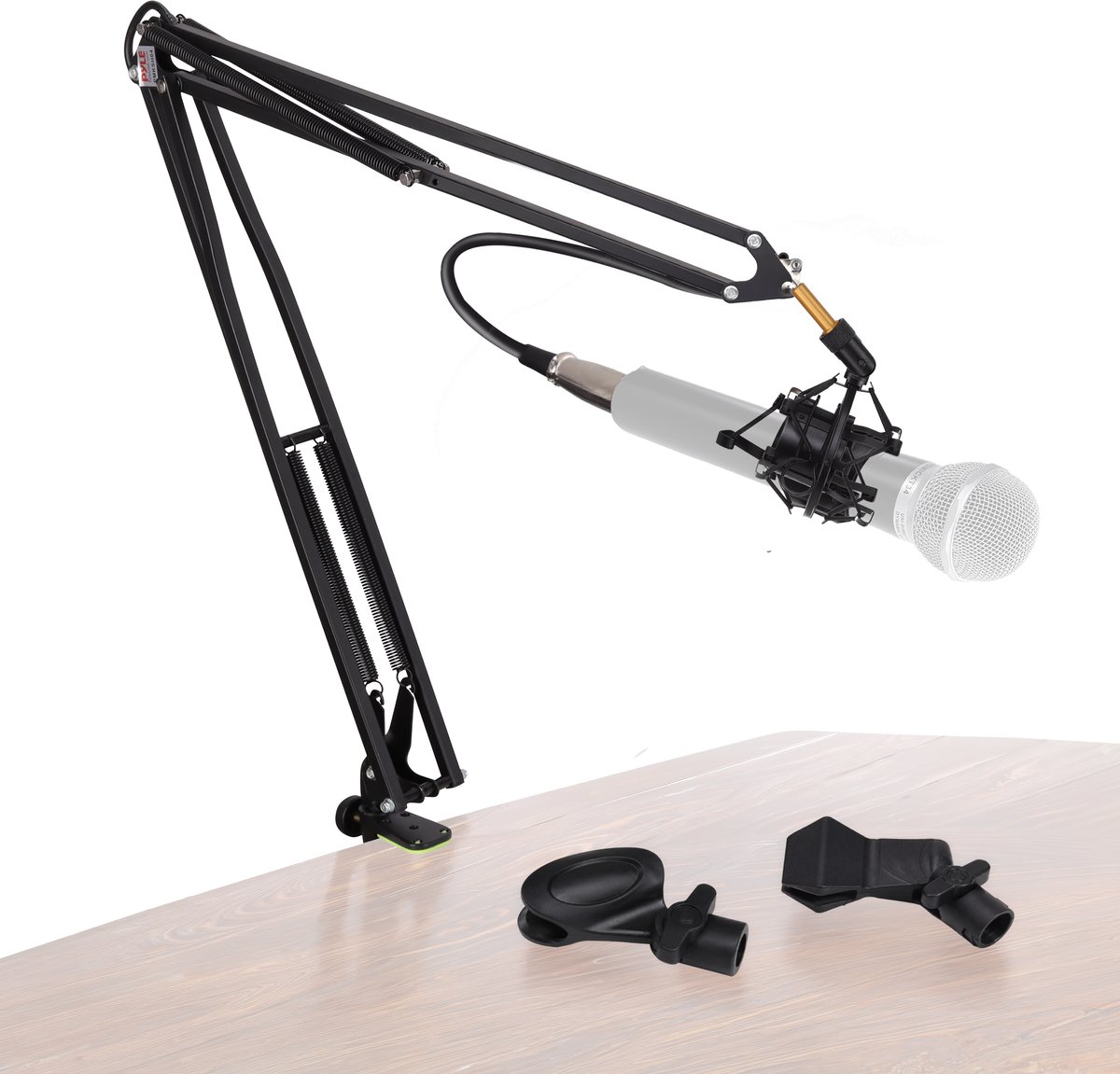 Pyle Microfoon arm – Desktop schaararm microfoonstandaard met Schokdemper– Uitschuifbaar tot 119 cm