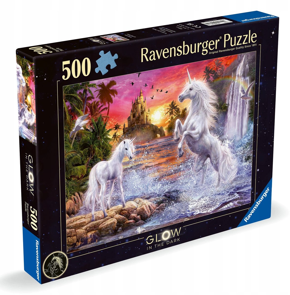 Ravensburger 500 Stuk Glow-in-the-Dark Puzzel: Eenhoorns aan de Rivier