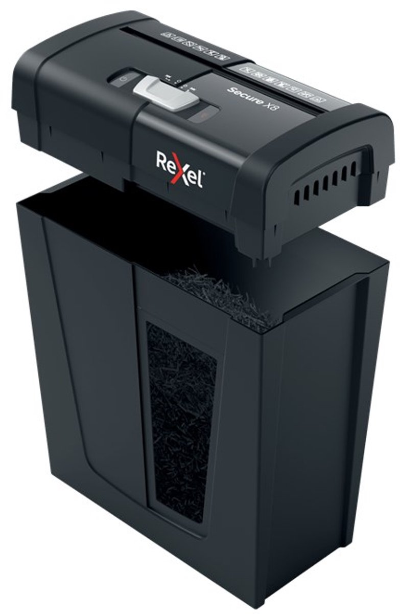 Rexel Secure X8 Stille Papierversnipperaar - P4 Snippers - Tot 8 Vel - 14L - Zwart thumbnail 2
