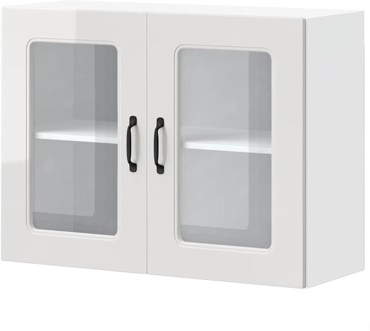 Keukenkast met deur - Wandkast bovenkast - Keuken opbergen - Hoogglans design - 80 x 31 x 60 cm - Wit