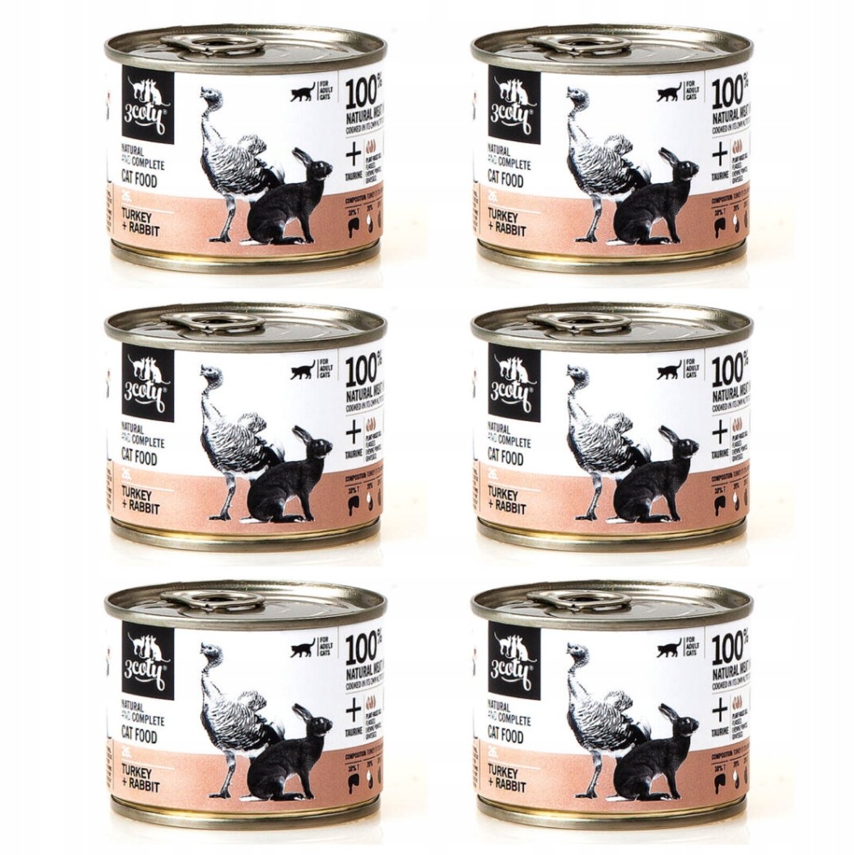 3COTY 3Coty Serie - Vochtige Kattenvoeding - Kalkoen & Konijn - 6 x 180g