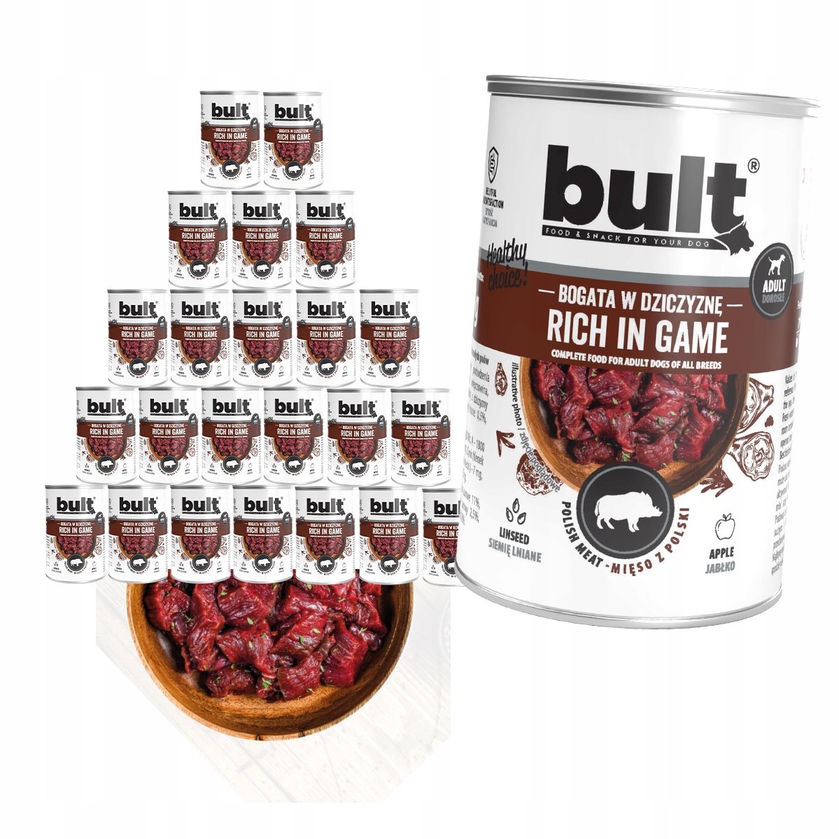 Bult Bult Serie - Natvoer voor Honden - Verrijkt met Wild - 24x400g