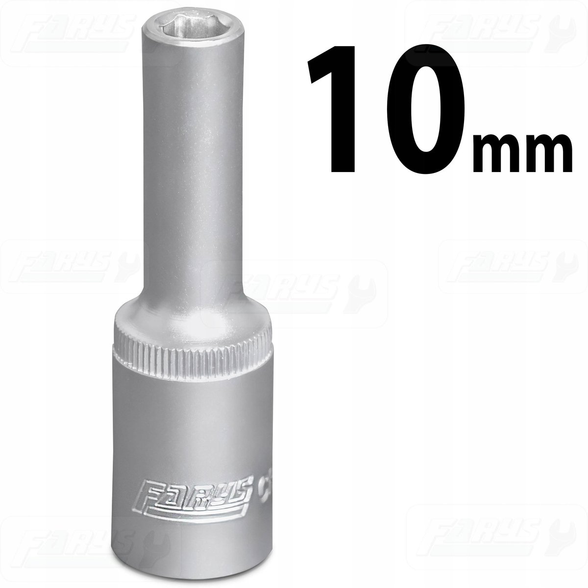 Dopsleutel 10mm 1/2" Zeskant Lang CrV Farys FR1237