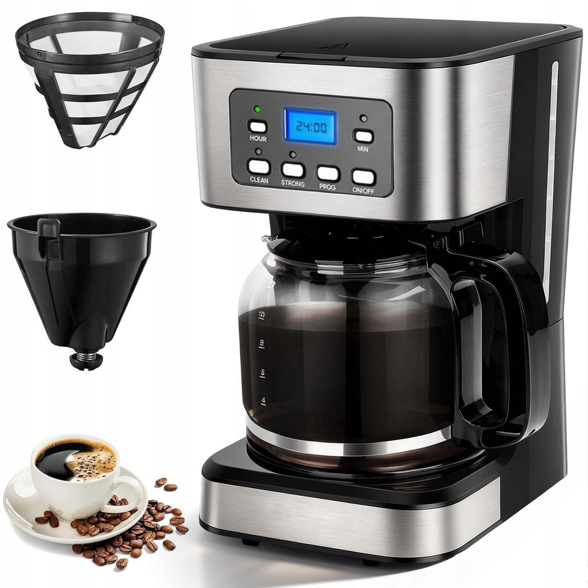 Koffiezetapparaat met Timer & Warmhoudfunctie 1.5L