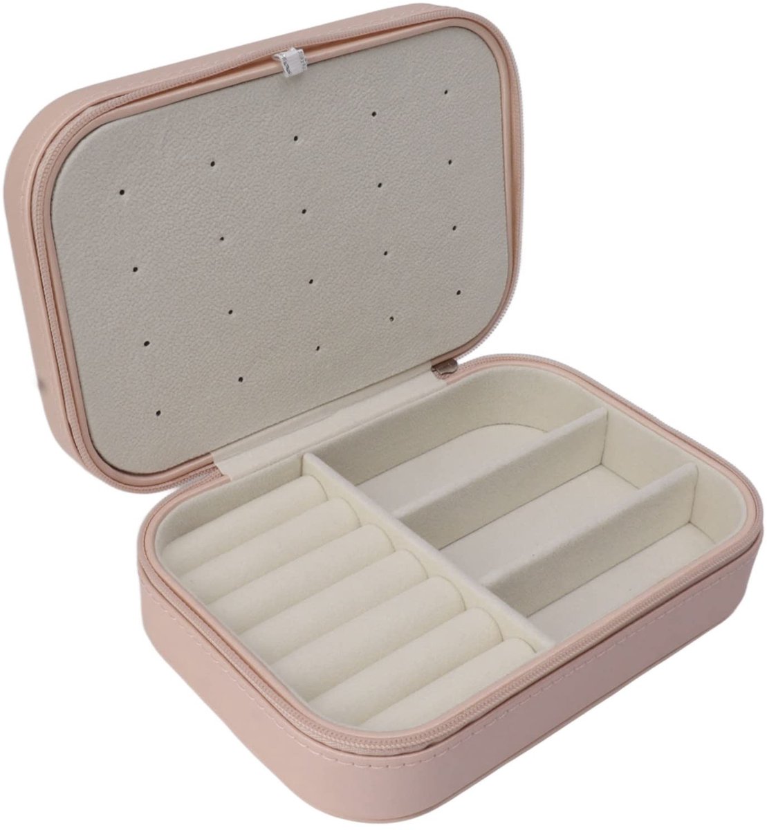 Dailygoods- Sieradendoosje Compact Ontwerp - Juwelen Opbergdoos - Leren Materiaal - Ritssluiting - Goede Bescherming - Multifunctioneel Gebruik - Juwelendoos