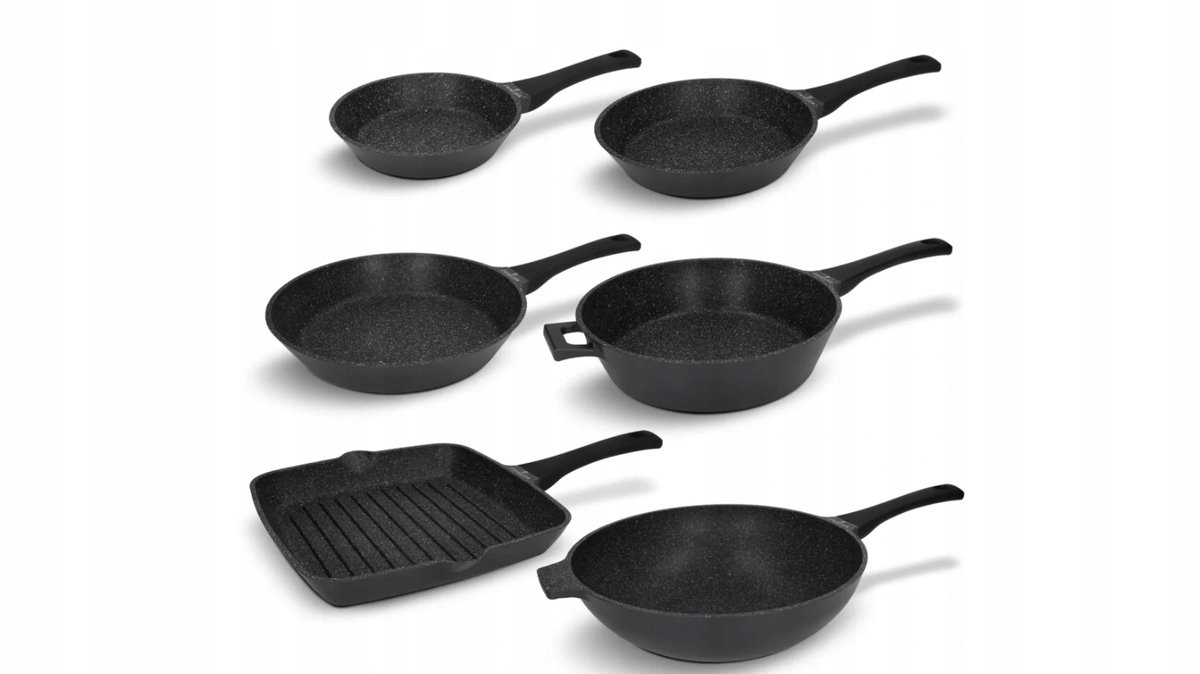 Zwieger Black Stone Pannenset 6 Delen - Anti-aanbak, Geschikt voor Inductie