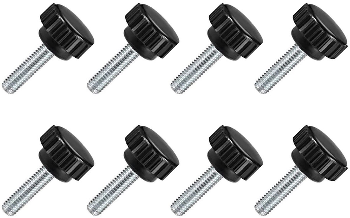 Dailygoods- Klemknoppen 8 Stuks - M6 x 20 mm - Gekartelde Duimschroef - Koolstofstaal - Thermohardende Plastic - Eenvoudige Installatie