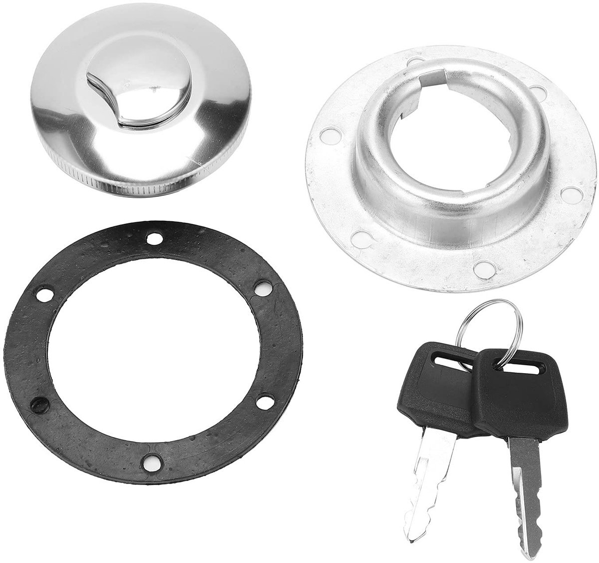Dailygoods- Brandstoftankdeksel Roestvrij Staal - Tankdekselset - Inclusief Sleutels - Afdichting - Tankdekselsokkel - Schokbestendig - Tankdop