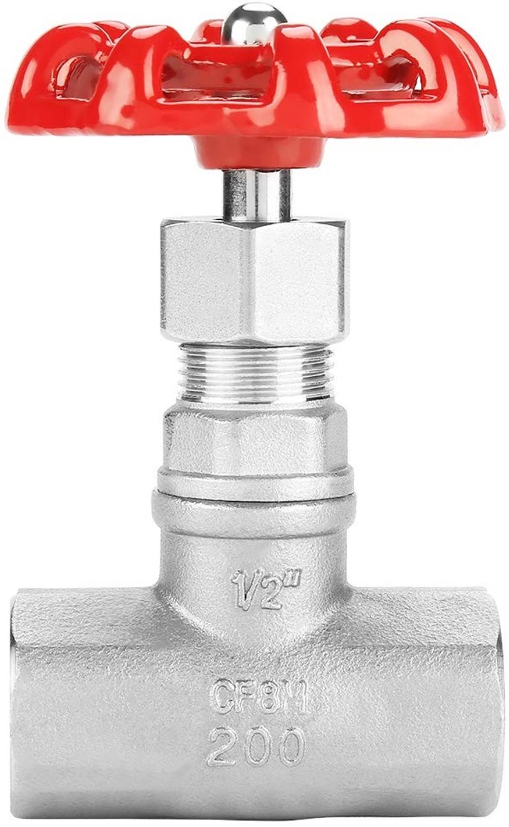Dailygoods- Afsluiter DN15 - Hoogwaardige 304 Roestvrij Stalen Afsluiter - Schuifafsluiter - Handwiel - Geschikt voor Water/Olie/Gas - Temperatuur tot 180°C - Klep