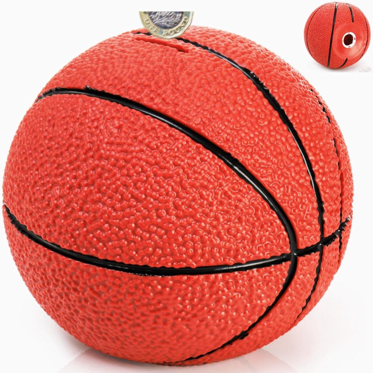 Basketbal Spaarpot voor Kinderen – Herbruikbare PVC Spaarpot met Uitneembaar Geld, Schokbestendig, Klein Formaat