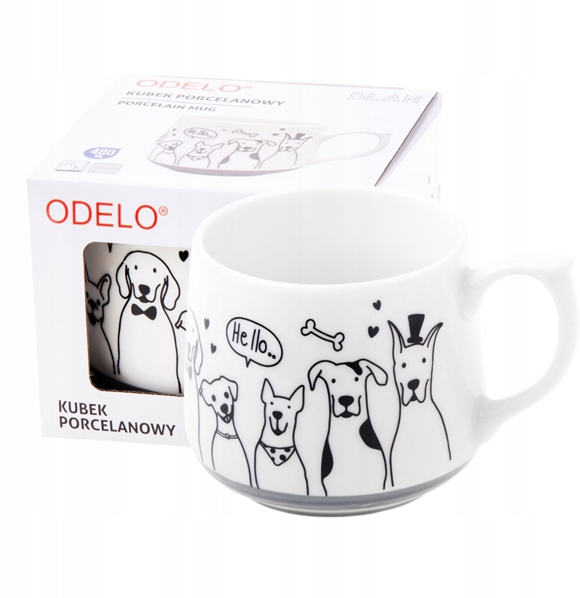 ODELO BLAN Porseleinen Mok - 480 ml - Hondenmotief