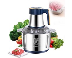 VHV - Elektrische hakmolen - Hakmolen - Vleesmolen - Keukenmachine - 5 Liter - RVS - 5 snelheden - Voor groenten, vlees en fruit - 500W - Blauw