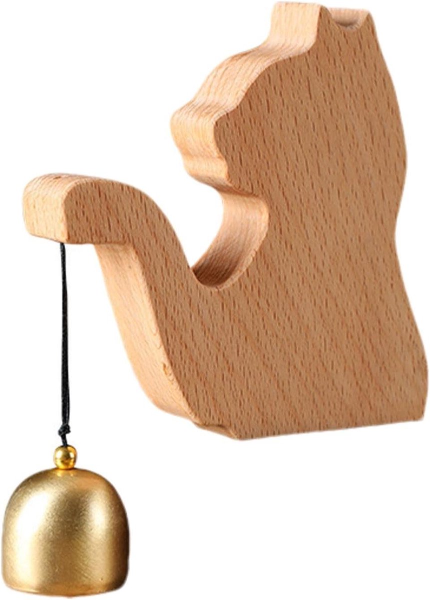 Houten deurbel - Winkelbel decoratief - Aangename klank - Eenvoudige montage - 10x8.5x2 cm - Lichtbruin