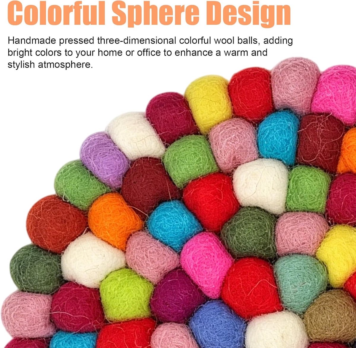 Set van 2 Vilten Onderzetters 20 cm - Kleurrijke Ronde Onderzetters van Wol - Tafelbeschermer voor Kopjes Potten en Handvaten — cadeau in Wonen & Interieur - foto 6