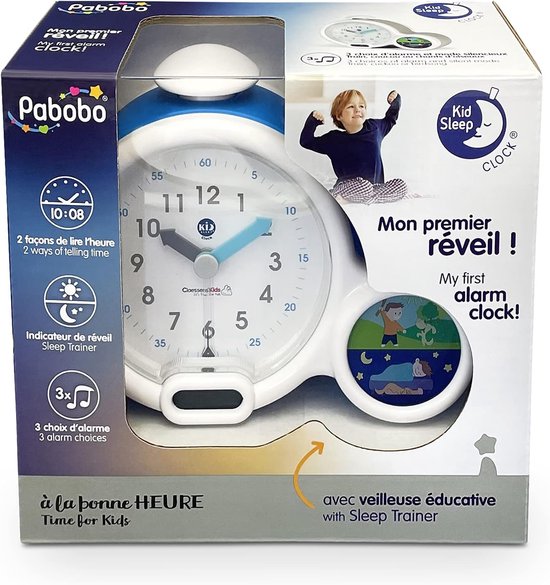 Kinderwekker Dag Nachtlampje - Educatieve Klok - Kind Leren Klokkijken - Geleidelijk Volume Alarm - Dubbel Display - Blauw — afbeelding 5