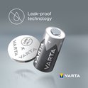 Varta batterij en knoopcelbatterij met 'Leak-proof technology' pictogram.
