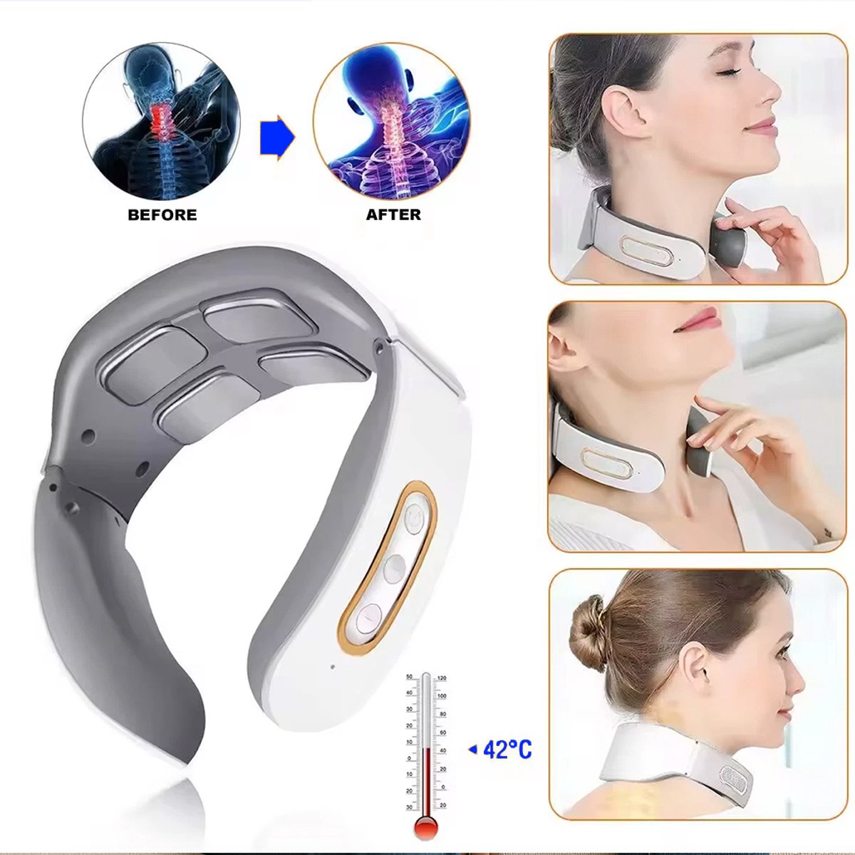 Neuro Neck Pro - Neuronek Pro - Nek Massage Apparaat - Draadloos Nekmassageapparaat met Warmtefunctie thumbnail 4