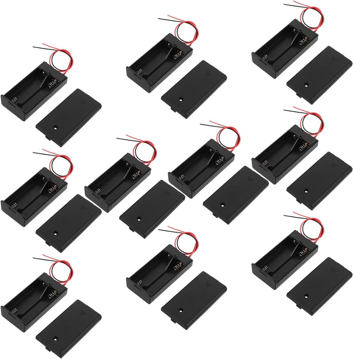 Batterijhouders - Batterijcase - Hobbyprojecten - Met Schakelaar - 10 Stuks - Zwart