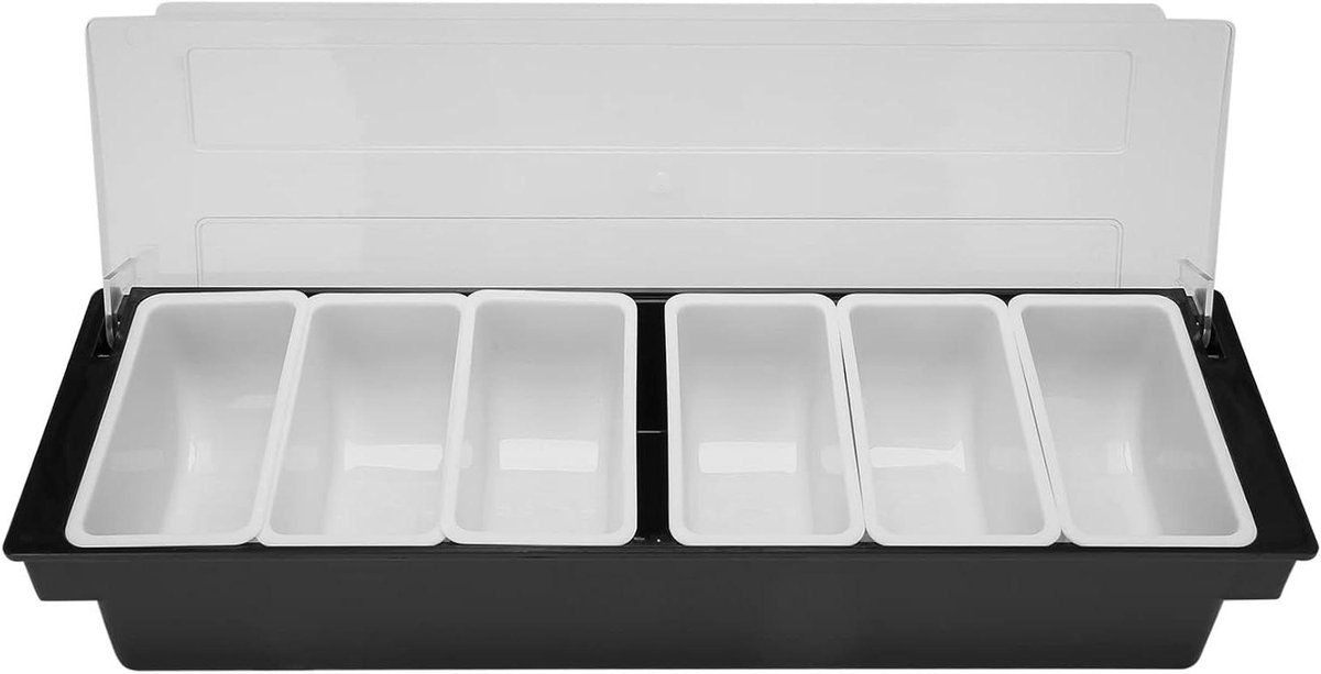 Kruiden Serveercontainer - Gekoelde Garneer Tray - Bar Werk - Vaatwasmachinebestendig - Zes Grid - Wit