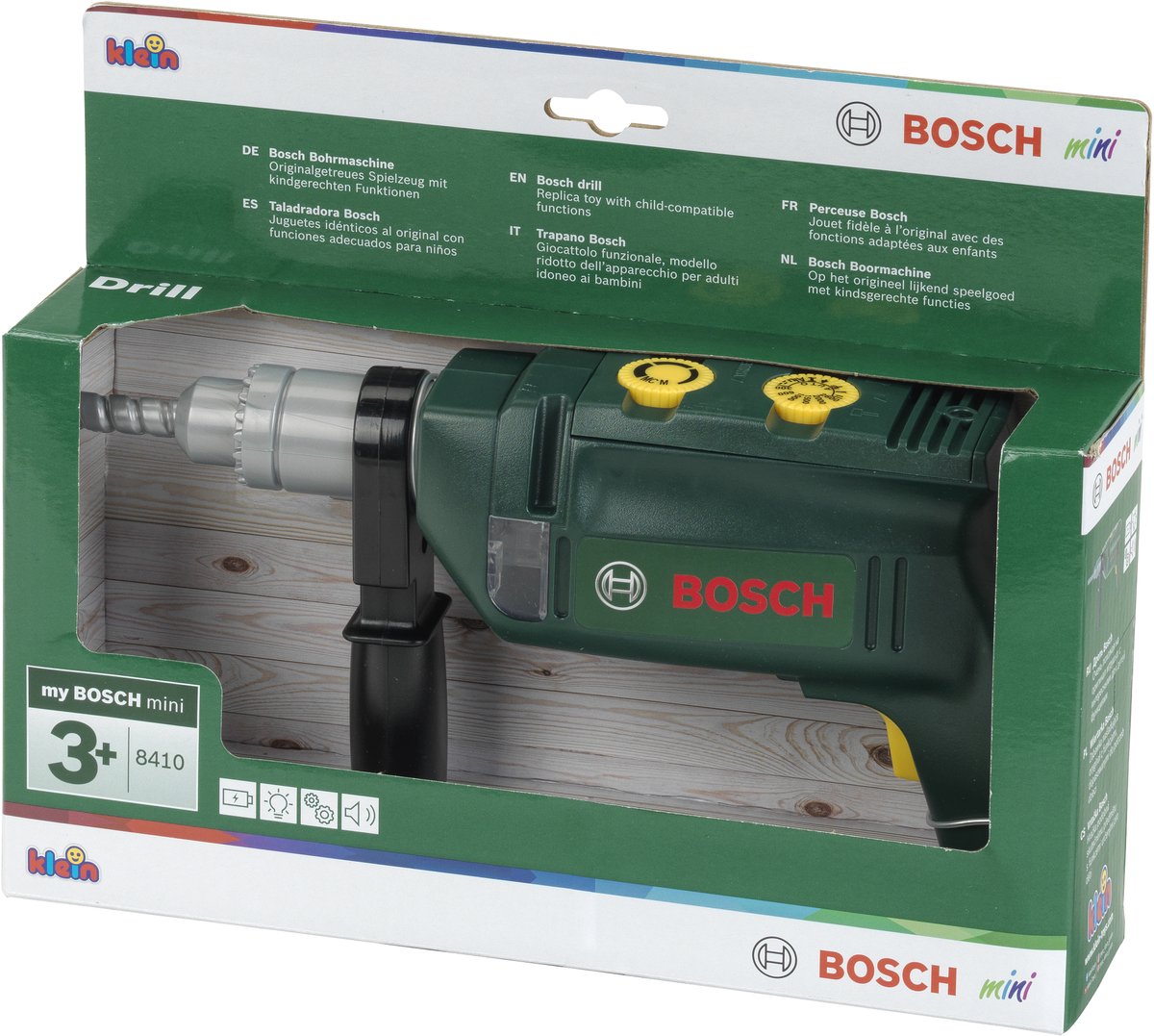 Klein Toys Bosch mini speelgoed boormachine - 24.5x15x4 cm - incl. licht- en geluidseffecten - groen rood — afbeelding 3