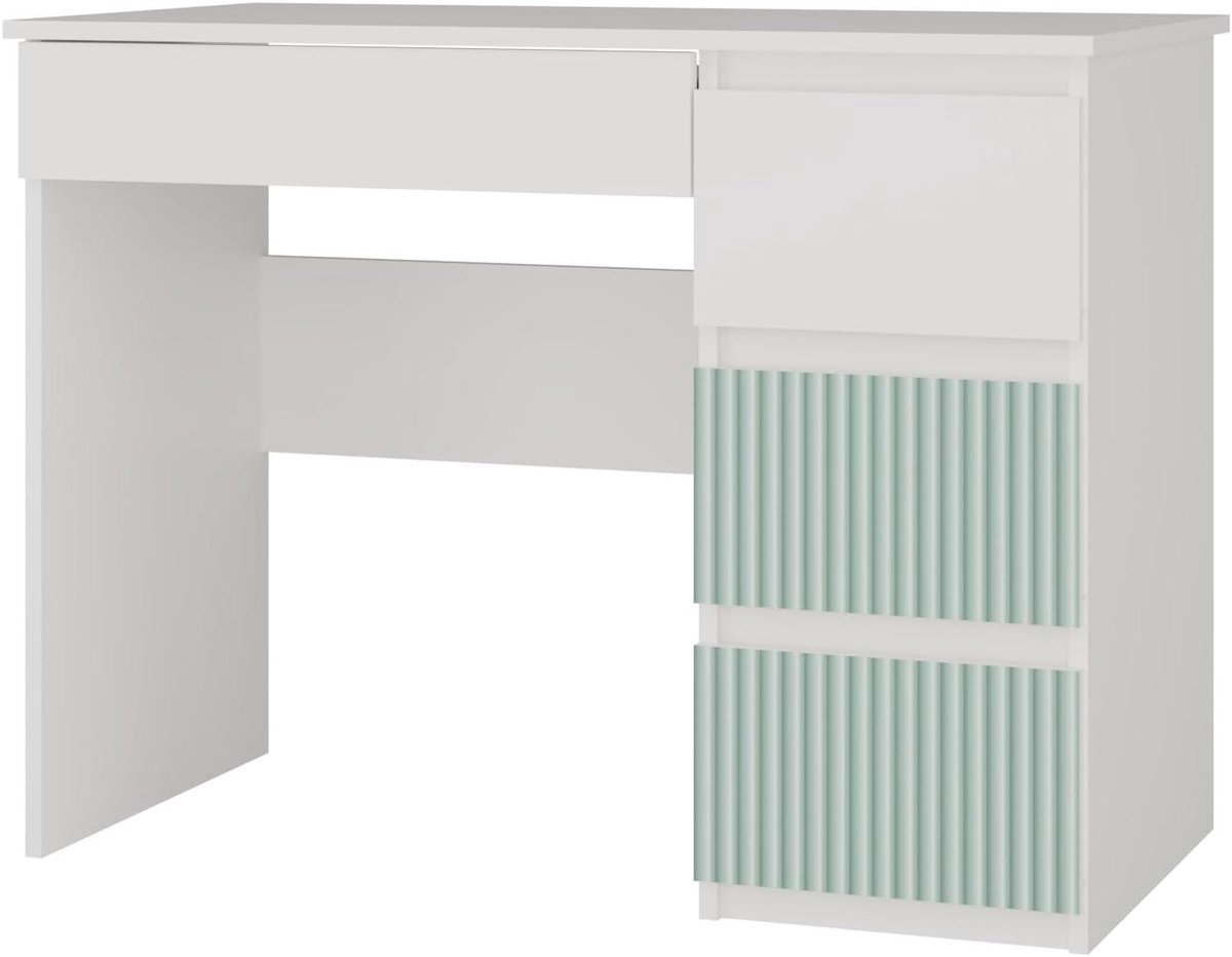 Bureau met laden - Schrijftafel werkplek - Thuiswerken studeren - Greeploze fronten - 98x51x76 cm - Wit mintgroen