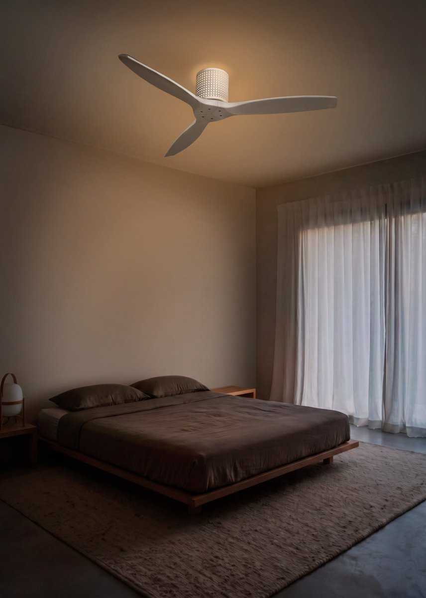 CREATE - Plafondventilator stil 40W (Ø132cm) - Sfeerlicht LED - Afstandsbediening - 6 snelheden - Programmeerbaar - WIND CALM CUSTOM RATTAN