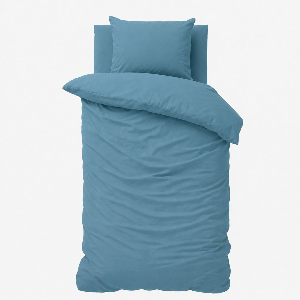 Decoware Dekbedovertrek Uni 140x220 cm - Blauw - Katoen - Met Kussensloop - Eenpersoons