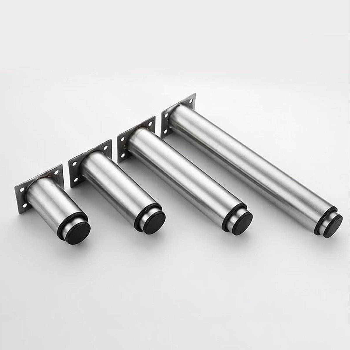 Kastpoten Set - Meubelsteunen - Meubels Verhogen - Verstelbare Hoogte - 4 stuks 42cm - Zilverkleurig