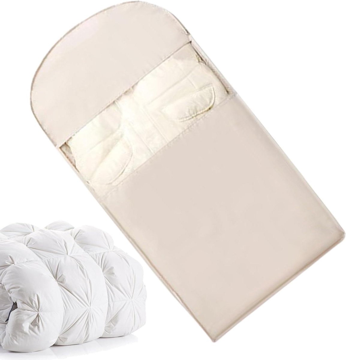 Kledinghoes Compressie - Opbergzak Kleding - Kleding Opbergen - Zijopening Rits - 35.43 inch - Khaki