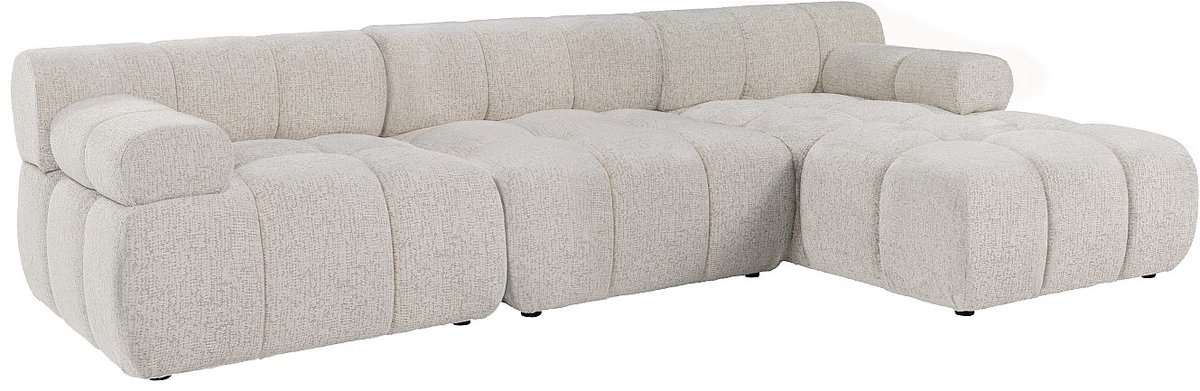 Vente-unique Modulaire hoekbank rechts in gemêleerde beige stof FACIVIL