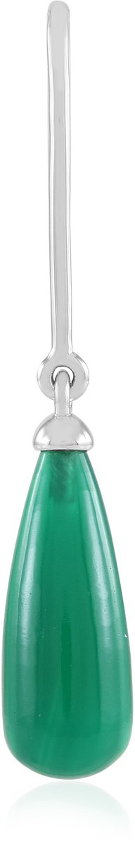 Cavill - Zilveren Hanger Platina Geplated - Groene Onyx 7,467 Karaat Briolette Cabochon - Elegante Druppelvorm - MONOSONO Collection