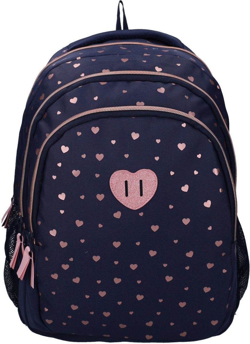 Studio V Cute Heartbeat Rugzak - Schooltas meisjes - 34,8 liter - 44 x 33 x 24 cm - Polyester - Blauw