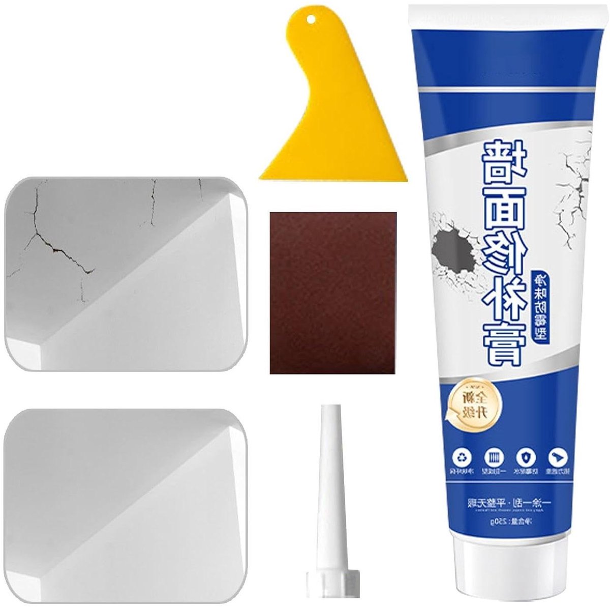Muurreparatie Pasta - Plamuur Gaten - Wanden Herstellen - Waterbestendige Laag - 250g - Wit