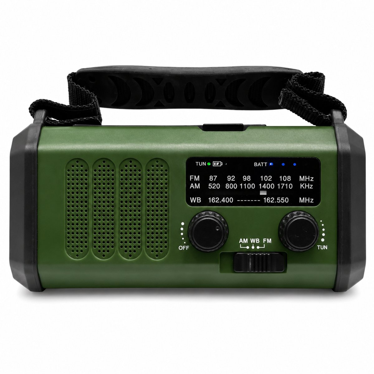Alpha Omega Noodradio 20.000 mAh – Opwindbare Weerradio met Zonnepaneel, Zaklamp, Leeslamp, Powerbank, SOS Alarm & Kompas