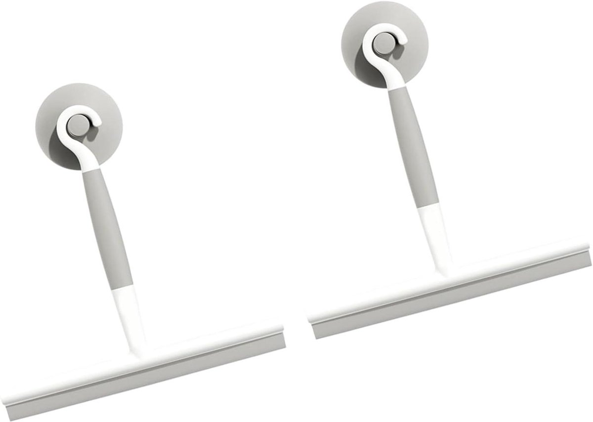 Raamwisser met haak - Glasschraper tool - Efficiënt glas reinigen - Krasvrije siliconen - 21.5 x 22 cm - Grijs