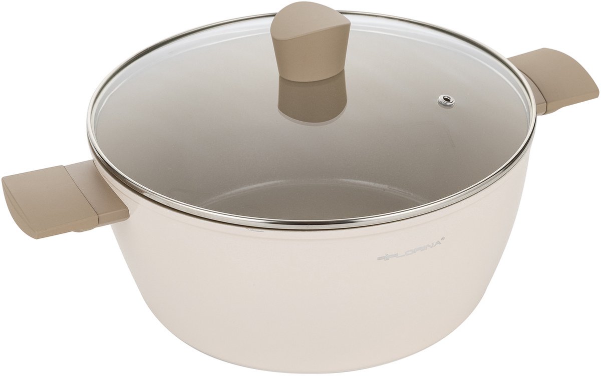 Florina Mokka Aluminium Pan 26cm 4.8L Keramisch met Deksel