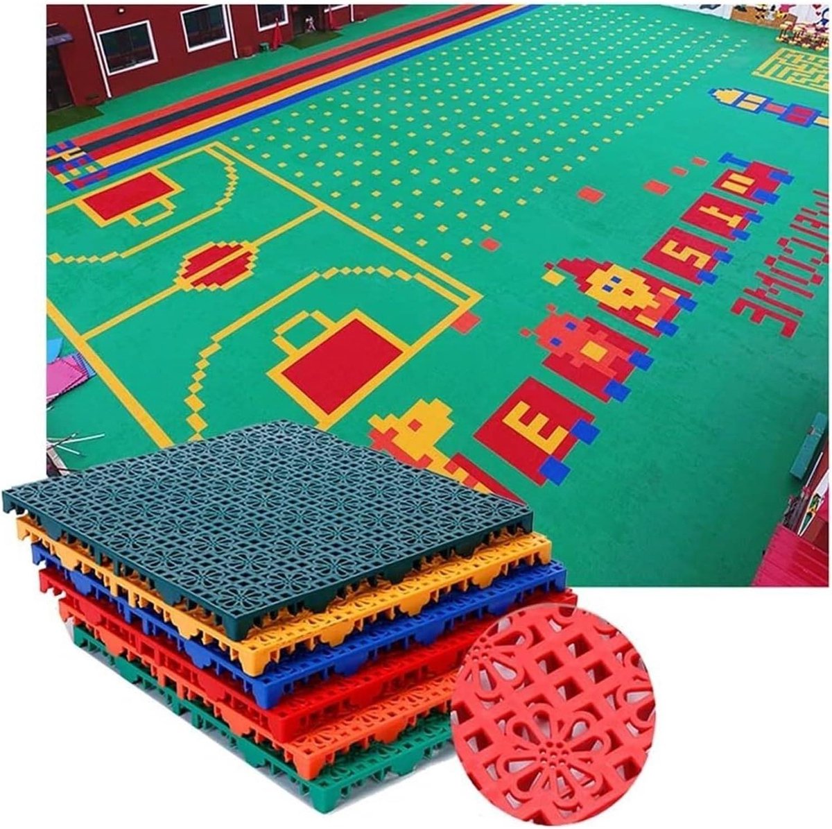 Modulaire Vloertegels - In elkaar grijpende Tegels - Buiten Sporten - Antislip Waterdicht - 25x25cm - Lichtgroen