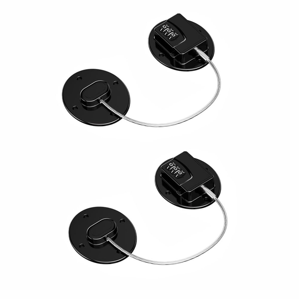 2-delige koelkastsloten - Zelfklevende, robuuste combinatiesloten voor koelkasten, kindveilige kastsloten (zwart)